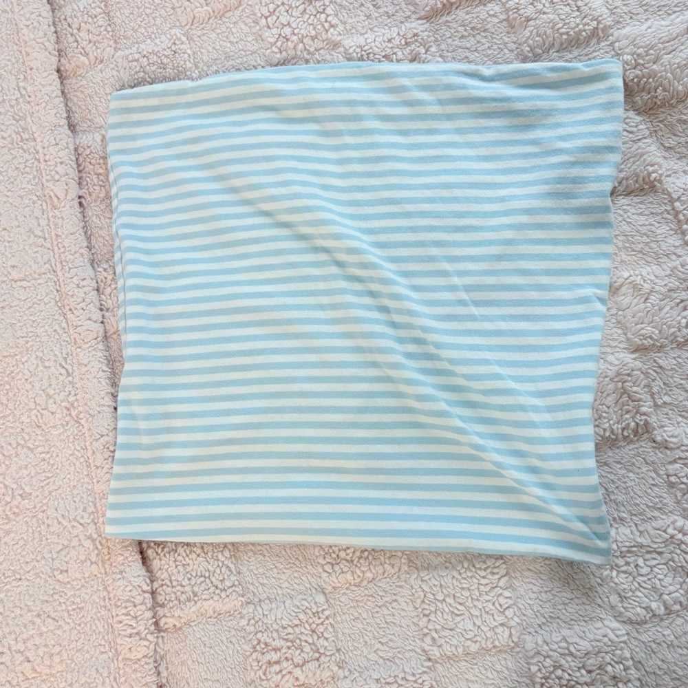 Blue and White Striped Tube Top